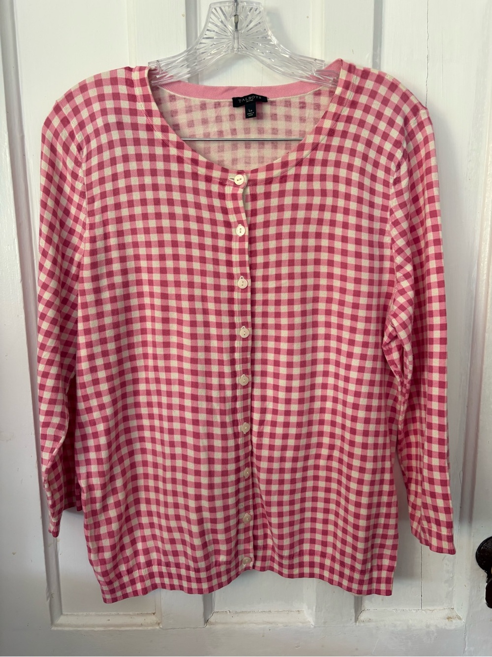 Talbots Pink and White Gingham Button-Front Shirt
